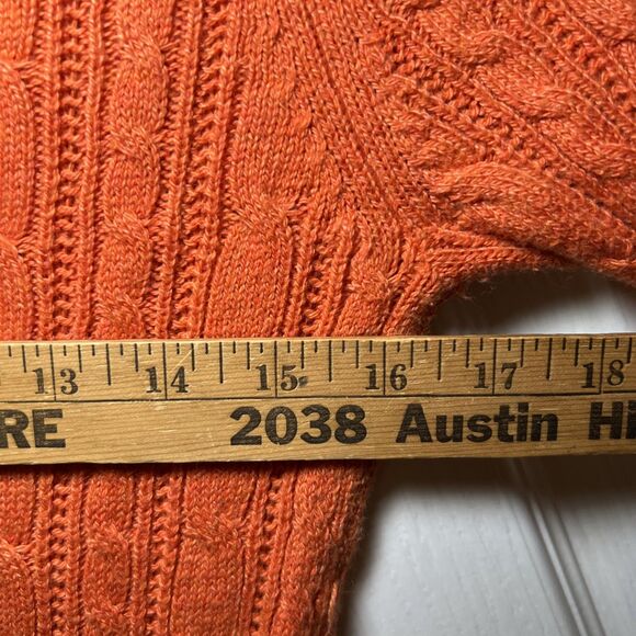 American Eagle Slim Fit Cable Knit Sweater Deep V Women's Medium Y2K Preppy Long - Picture 5 of 8